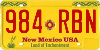 NM license plate 984RBN