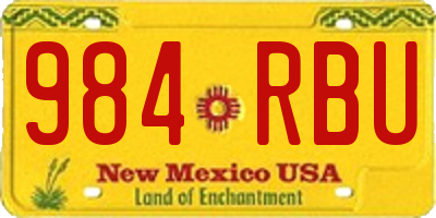 NM license plate 984RBU