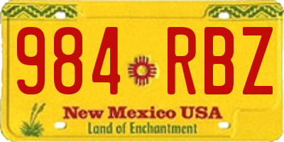 NM license plate 984RBZ