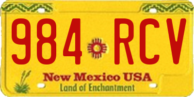 NM license plate 984RCV