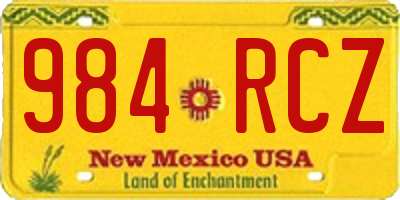 NM license plate 984RCZ