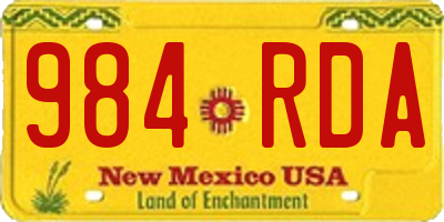 NM license plate 984RDA