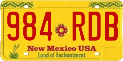 NM license plate 984RDB