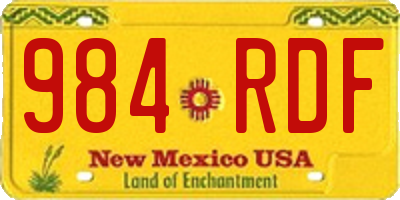 NM license plate 984RDF