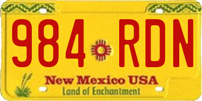 NM license plate 984RDN