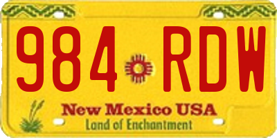 NM license plate 984RDW