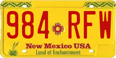 NM license plate 984RFW