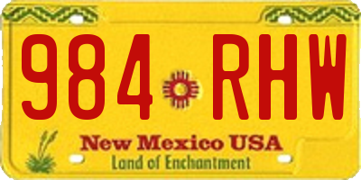NM license plate 984RHW