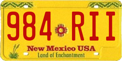 NM license plate 984RII
