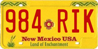 NM license plate 984RIK