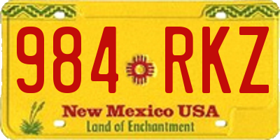 NM license plate 984RKZ