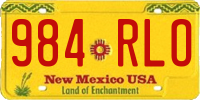 NM license plate 984RLO