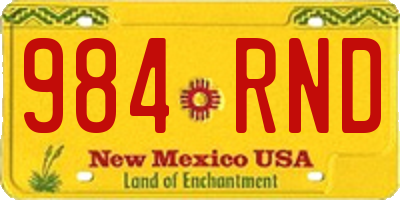 NM license plate 984RND