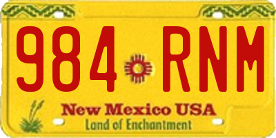 NM license plate 984RNM