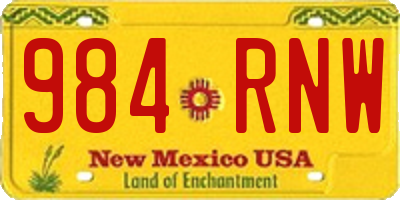 NM license plate 984RNW