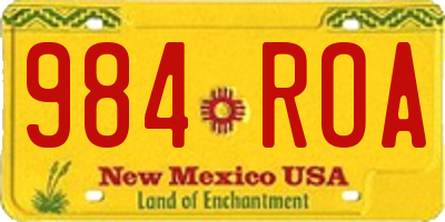 NM license plate 984ROA