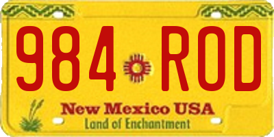 NM license plate 984ROD