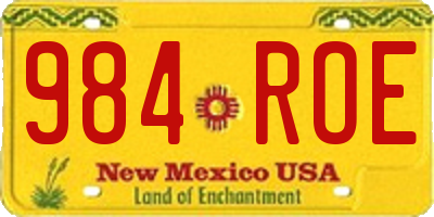 NM license plate 984ROE