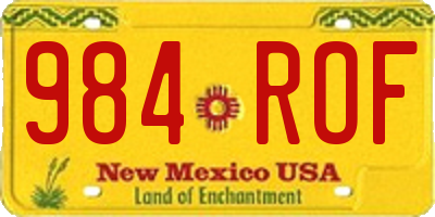NM license plate 984ROF