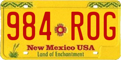 NM license plate 984ROG
