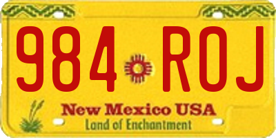 NM license plate 984ROJ