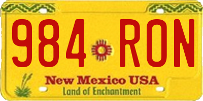 NM license plate 984RON