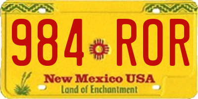 NM license plate 984ROR