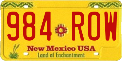 NM license plate 984ROW