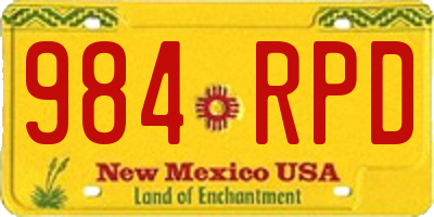NM license plate 984RPD