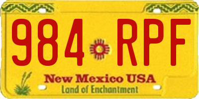 NM license plate 984RPF