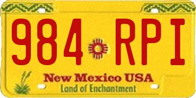 NM license plate 984RPI