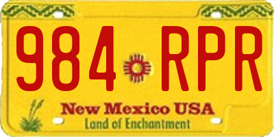 NM license plate 984RPR