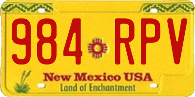 NM license plate 984RPV