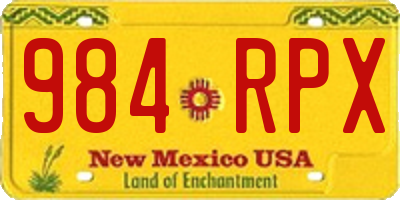 NM license plate 984RPX