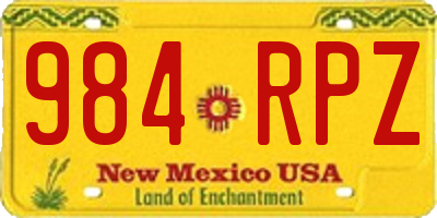 NM license plate 984RPZ