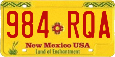 NM license plate 984RQA