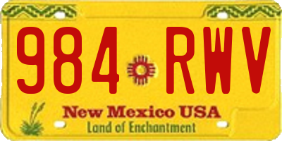 NM license plate 984RWV