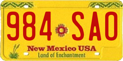 NM license plate 984SAO