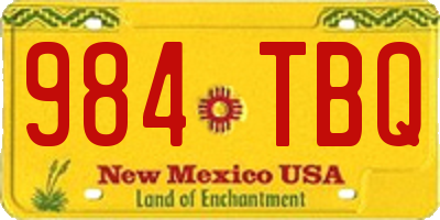 NM license plate 984TBQ