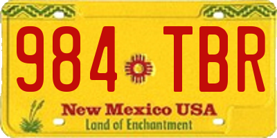 NM license plate 984TBR