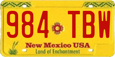 NM license plate 984TBW