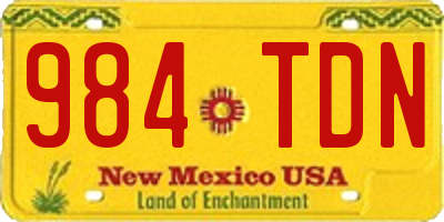 NM license plate 984TDN