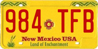 NM license plate 984TFB
