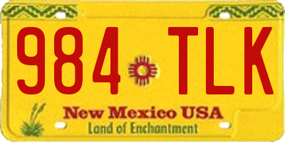 NM license plate 984TLK
