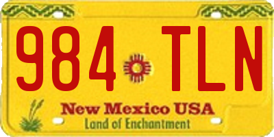 NM license plate 984TLN