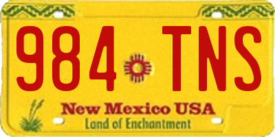 NM license plate 984TNS