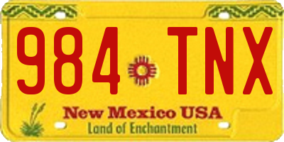 NM license plate 984TNX