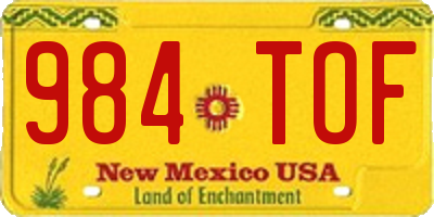 NM license plate 984TOF