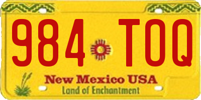 NM license plate 984TOQ