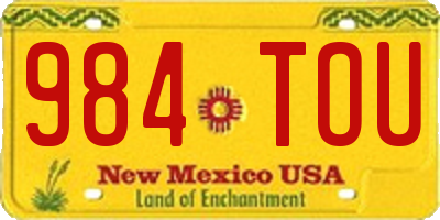 NM license plate 984TOU